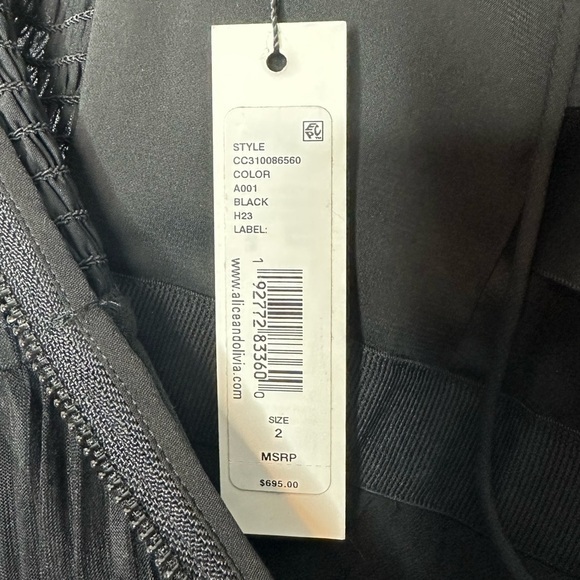 NWT Alice + Olivia Deena Pleated Maxi Dress with Hot Pants‎ Size 2 Black - Picture 9 of 16